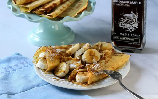 Runamok Maple - Recipe Crepes with Cocoa Bean Infused Maple and Sliced Bananas